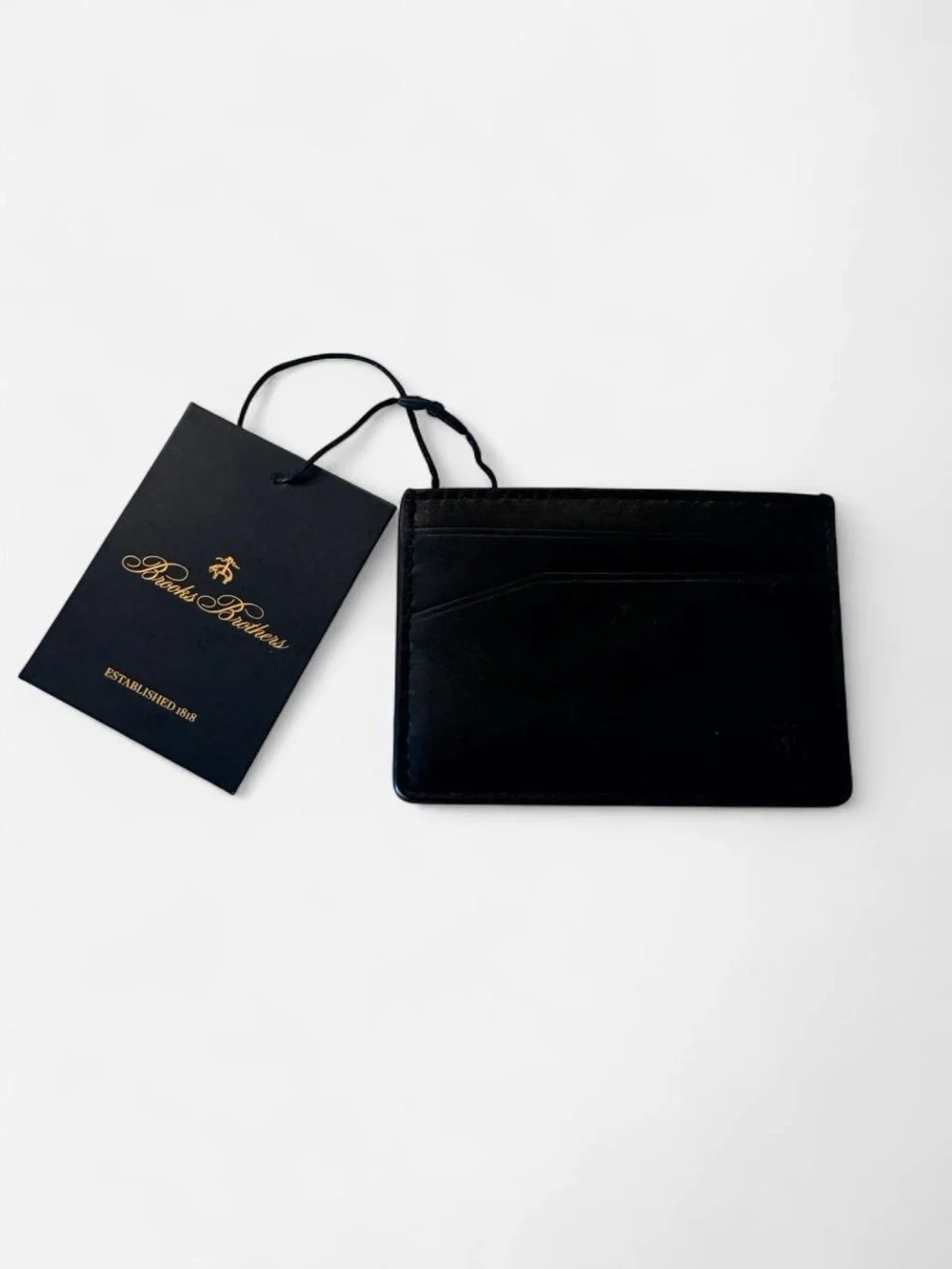[New] Brooks Brothers Black Sheep Leather Slim Card Sleeve